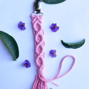Pink baby girl accessory macrame pacifier …
